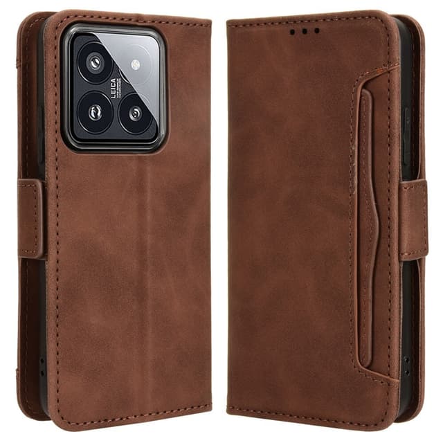 SKALO Xiaomi 14 5G 6-FACK Plånboksfodral - Brun