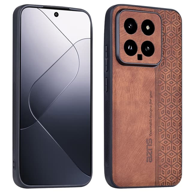 SKALO Xiaomi 14 5G AZNS PU-Läder Skal - Brun