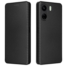 SKALO Xiaomi Redmi 13C 4G Carbon Fiber Lompakkokotelo - Musta
