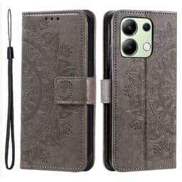SKALO Xiaomi Redmi Note 13 4G Mandala Plånboksfodral - Grå