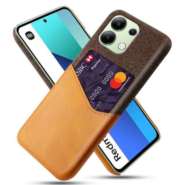 SKALO Xiaomi Redmi Note 13 4G Premium PU Nahka kortinhaltija Suojakuori - Ruskea