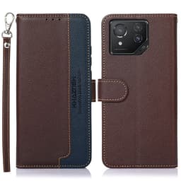 SKALO Asus ROG Phone 8 5G KHAZNEH Litchi Plånboksfodral i PU-Läder - Brun