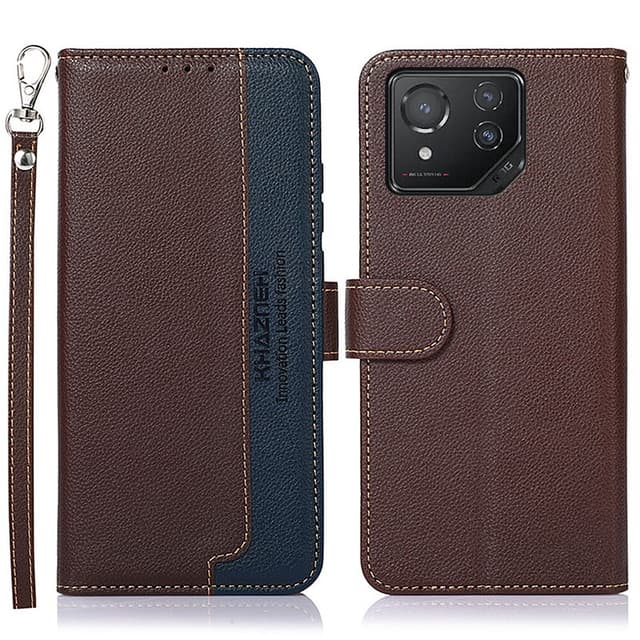 SKALO Asus ROG Phone 8 5G KHAZNEH Litchi Plånboksfodral i PU-Läder - Brun