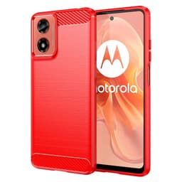 SKALO Motorola Moto G04 Armor Carbon Iskunkestävä TPU suojakuori - Punainen