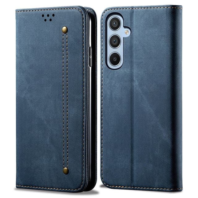 SKALO Samsung A25 5G Jeans Flip Cover - Blå