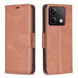 SKALO Xiaomi Redmi Note 13 4G Flip Cover m. pung i PU-læder - Brun