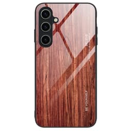 SKALO Samsung A15 5G Wood karkaistu lasi TPU-suojakuori - Punainen