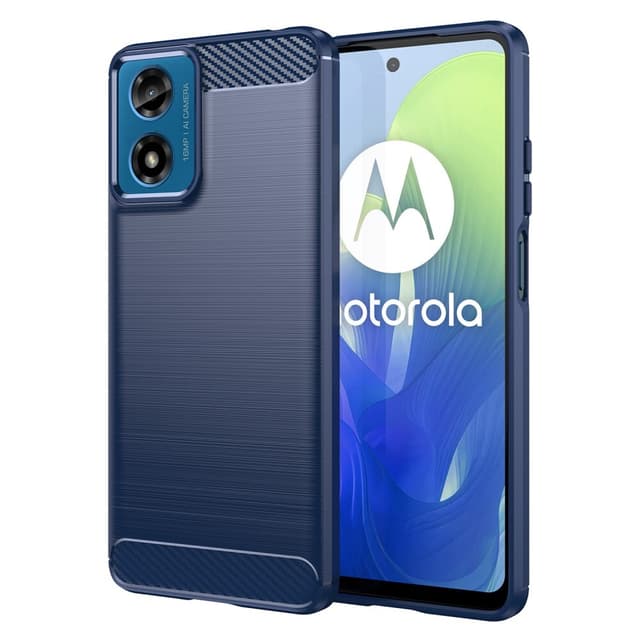 SKALO Motorola Moto G04 Armor Carbon Stødsikker TPU-cover - Blå