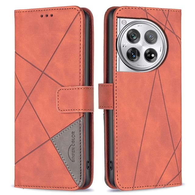 OnePlus 12 5G BINFEN COLOR Embossed Plånboksfodral - Brun