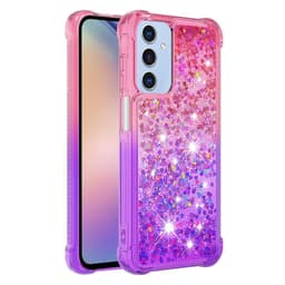 SKALO Samsung A15 5G Kvicksand Glitter Hjärtan TPU-skal - Rosa-Lila