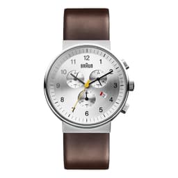 Braun klassisk chronograph ur med læderrem