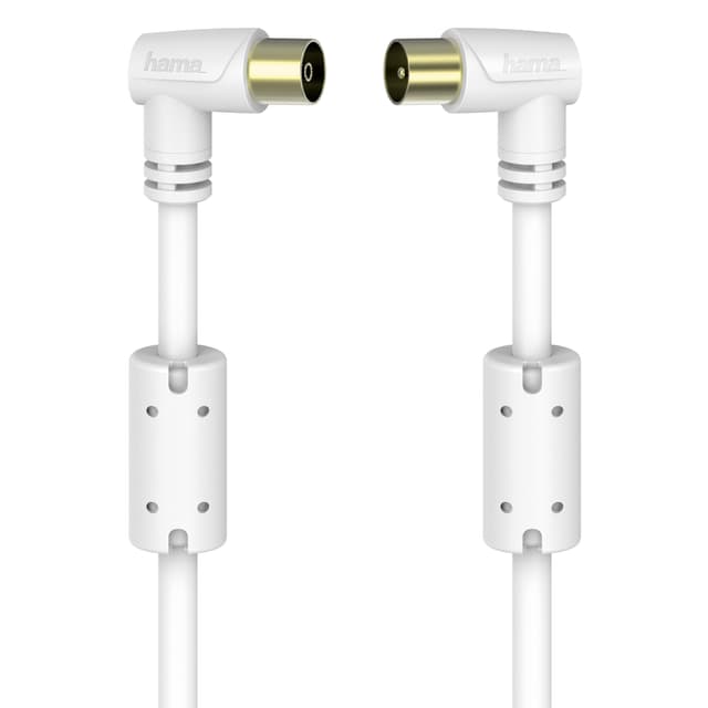 Hama koaksial antennkabel 90°, 95 dB (1,5 m/hvit)