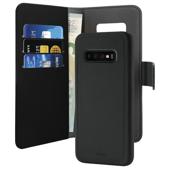 Puro 2-i-1 plånboksfodral Samsung Galaxy S10 Plus (svart)