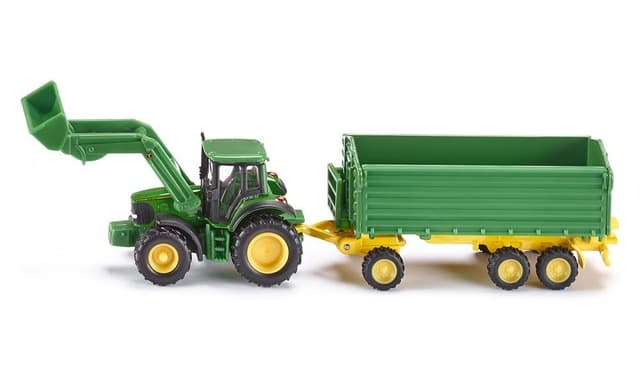 SIKU John Deere med frontlæsser og trailer