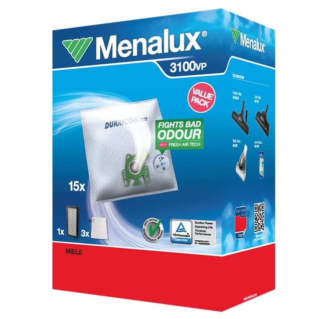 Menalux støvsugerposer 3100 - verdipakke til Miele S4/S6-serien
