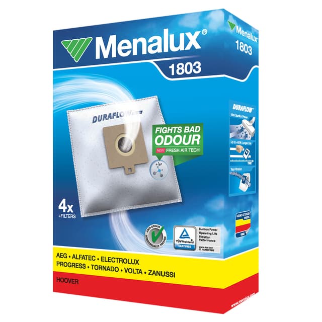Menalux dammsugarpåsar 1803- AEG/Electrolux/Tornado/Hoover etc. (4 st)