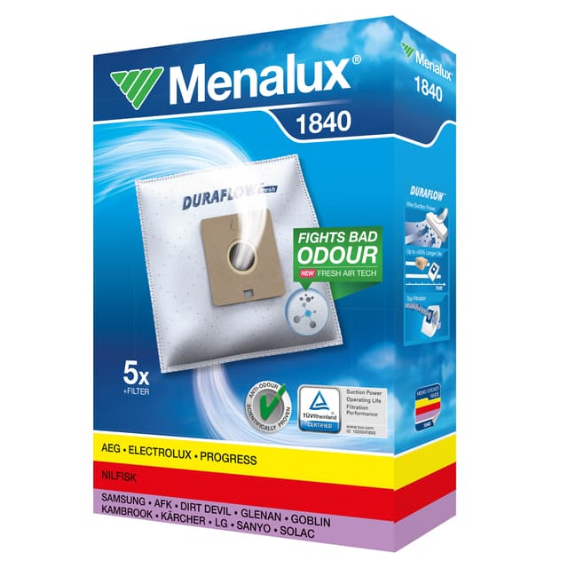 Menalux dammsugarpåsar 1840 för AEG/Tornado/Samsung/Volta etc.