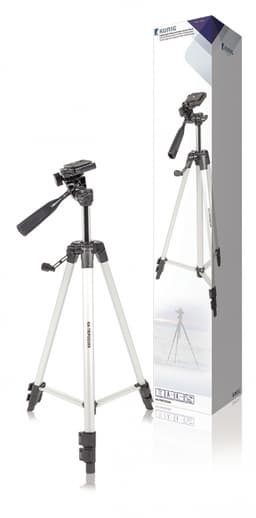 Kamera/video stativ vipbar, 134 cm. Sort/sølv