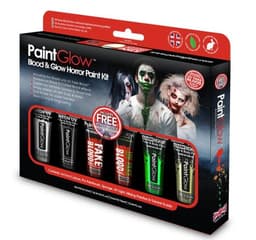 Teater blod and selvglowing face- and bodypaint set