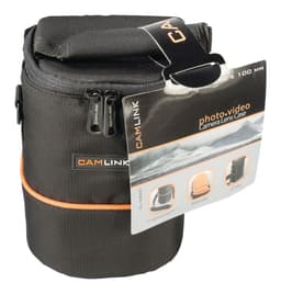 Camera lens bag 105x130x100, black/orange