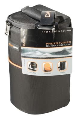 Camera lens bag 110x210x100, black/orange