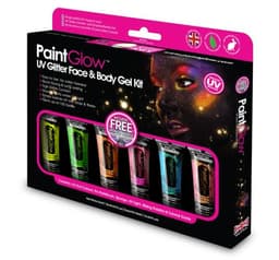 Uv glitter ansigts- og kropsmaling sæt