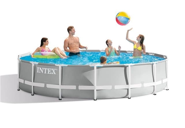 Intex prism rörpool 457x107cm (14.614l) inkl. Filterpump, säkerhetsstege