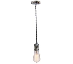 Lampeholder Krom 3 med vridd svart lampeledning