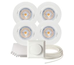Komplett Alfa LED Downlightpakke Matt Hvit 4 pk