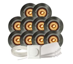 Komplett Alfa WarmDim Downlightpakke Børstet Stål 10 pk