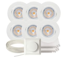 Komplett Alfa LED Downlightpakke Matt Hvit 6 pk