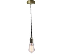 Lampeholder Matt Bronze med vridd svart lampeledning