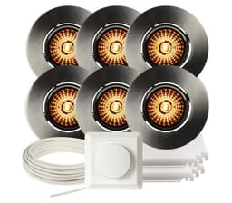 Komplett Altea Tilt WarmDim Downlightpakke Børstet Stål 6 pk