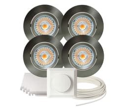 Komplett Alfa LED Downlightpakke Børstet Stål 4 pk