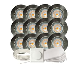 Komplett Alfa LED Downlightpakke Børstet Stål 12 pk