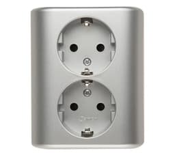 Simon Stikkontakt innfelt dobbel med jord Alu