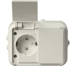 Stikkontakt Dobbel Påvegg Lokk Jord IP55 ABB Busch-Jaeger