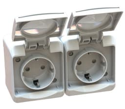 DOBBEL STIKK M/LOKK, PÅ VEGG IP44 - 5 pack