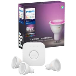 Philips Hue White and Color Ambiance sett 6W GU10 (3 pærer+Hue Bridge)