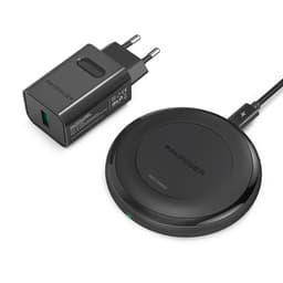 RAVPower Trådlös Qi laddare, 10W inkl. Quick Charge 3.0 väggladdare, Svart