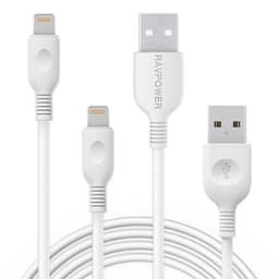 RAVPower 2 x MFI Lightning kabler (0.9m + 1.8m), Hvid