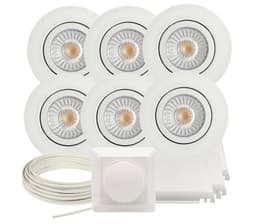 Komplett Alto Tilt LED Downlightpakke Matt Hvit 6 pk