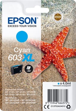 Epson 603 XL mustekasetti (syaani)