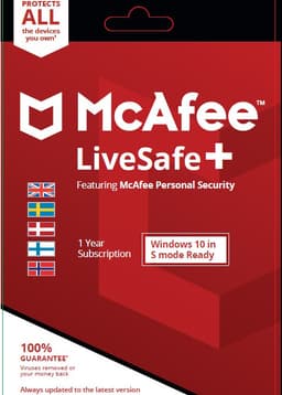 McAfee LiveSafe Plus 12M förnyelse - PC Windows,Mac OSX, iOS,Android