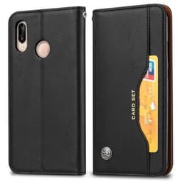 Kunstlæderetui med Stativ og Plads til Kort Huawei P30 Lite Sort