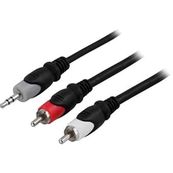 Lydkabel, 3,5mm hann - 2xRCA hann, 1m