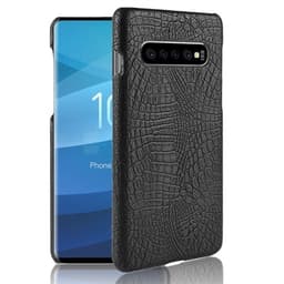 Svart PC + PU SkalKrokodilmönstrat för Samsung Galaxy S10 Plus