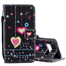 Läderfodral/flipfodral/ korthållare Galaxy S10e , färgglada hjärtan