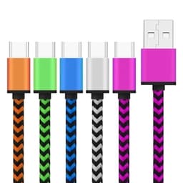 Stryktålig tygbeklädd Usbkabel USB typ C med metallhuvud - Storpack 5st i olika färger
