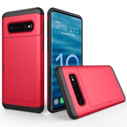 Stötsäkert pansarskal ink.korthållare i Rött till Samsung Galaxy S10 Plus
